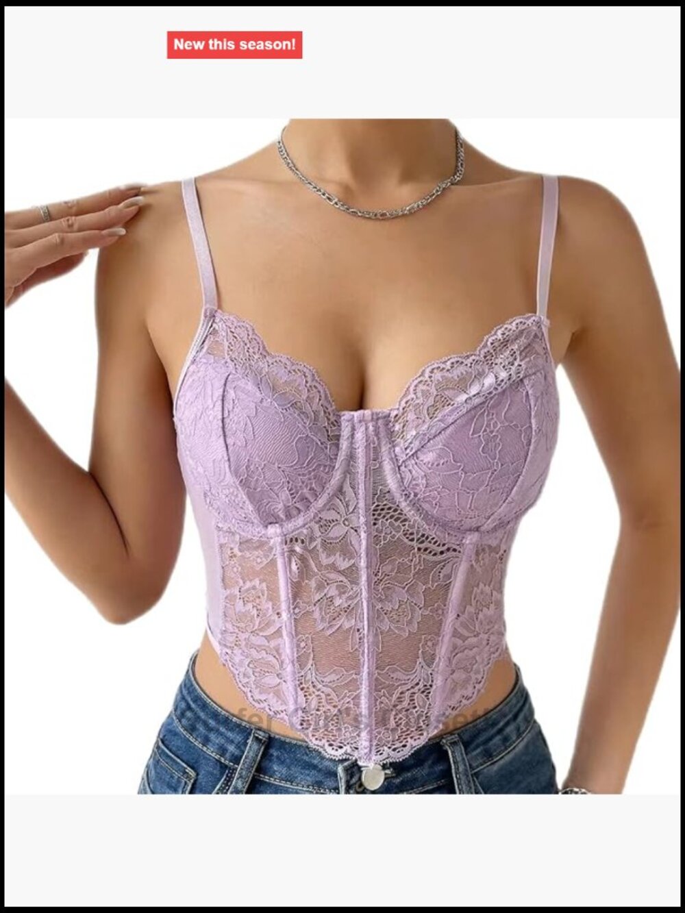 Lace Corset Top V Neck Elastic Straps Bustier Party Streetwear